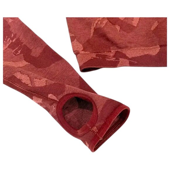 Gymshark Adapt Camo Seamless Long Sleeve Crop Top Maroon S - Picture 6 of 8